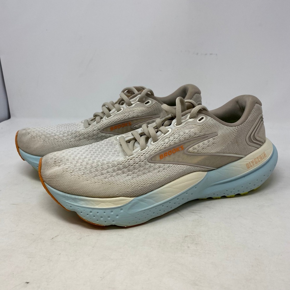 Brooks Glycerin‎ 21 Women's Running Shoes Neutral Cushioning Tan Blue Size 9